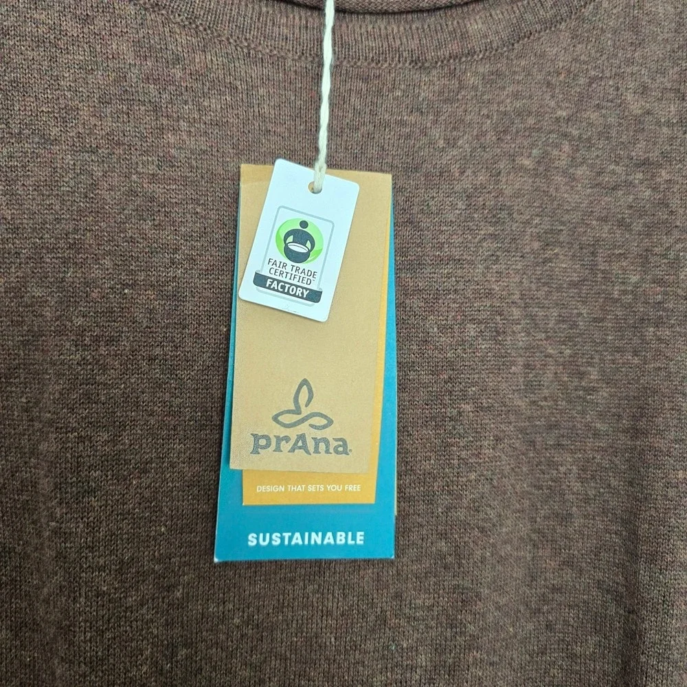NWT Prana Womens Effortless Leigh Blouson Knit Dress Size XL Brown Minimalist